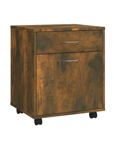 Armadietto con Ruote Rovere Fumo 45x38x54 cm Legno Multistrato