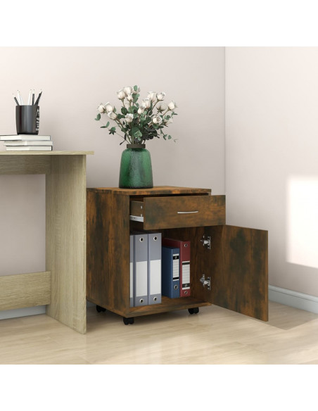 Armadietto con Ruote Rovere Fumo 45x38x54 cm Legno Multistrato