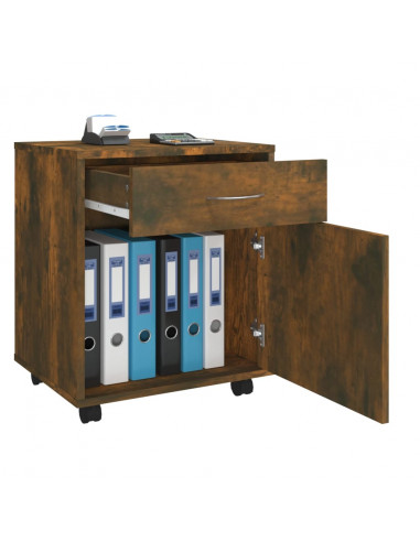 Armadietto con Ruote Rovere Fumo 45x38x54 cm Legno Multistrato