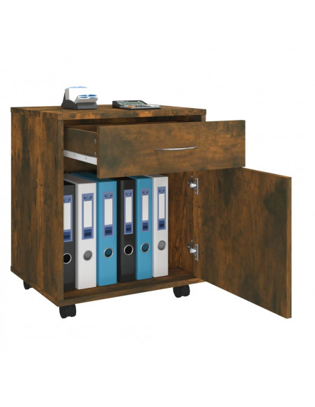 Armadietto con Ruote Rovere Fumo 45x38x54 cm Legno Multistrato