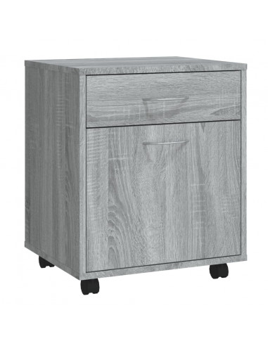 Armadietto con Ruote Grigio Sonoma 45x38x54cm Legno Multistrato