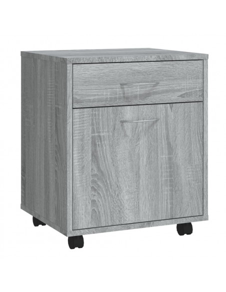 Armadietto con Ruote Grigio Sonoma 45x38x54cm Legno Multistrato