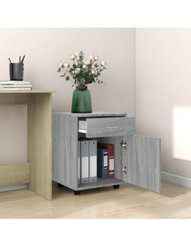Armadietto con Ruote Grigio Sonoma 45x38x54cm Legno Multistrato