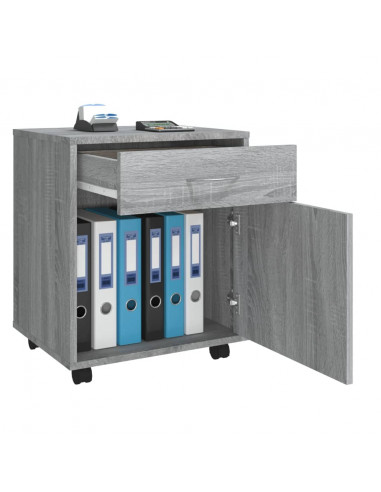 Armadietto con Ruote Grigio Sonoma 45x38x54cm Legno Multistrato