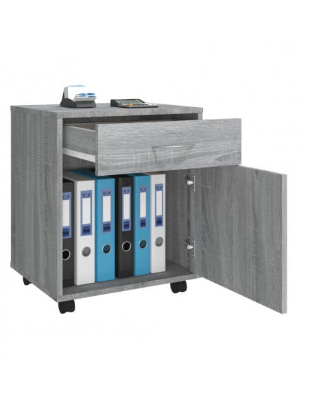 Armadietto con Ruote Grigio Sonoma 45x38x54cm Legno Multistrato