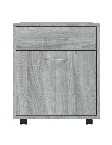 Armadietto con Ruote Grigio Sonoma 45x38x54cm Legno Multistrato