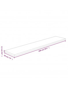 Ripiano 100x20x1,5 cm Legno Massello di Rovere Non Trattato