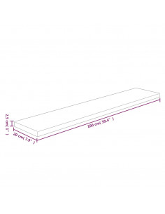 Ripiano 100x20x2,5 cm Legno Massello di Rovere Non Trattato