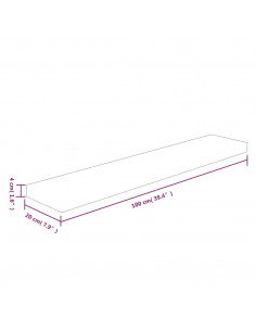 Ripiano 100x20x4 cm Legno Massello di Rovere Non Trattato