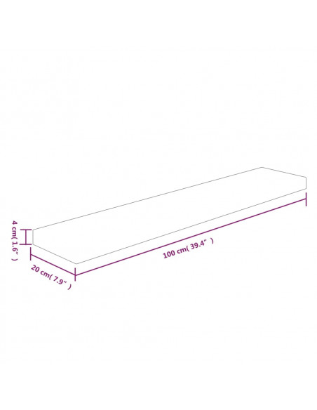 Ripiano 100x20x4 cm Legno Massello di Rovere Non Trattato