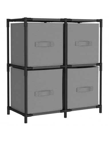 Armadietto con 4 Cesti in Tessuto Grigio 63x30x71 cm Acciaio
