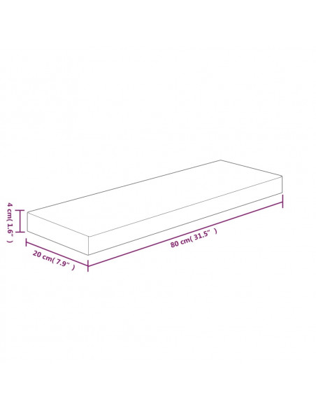 Ripiano 80x20x4 cm Legno Massello di Rovere Non Trattato