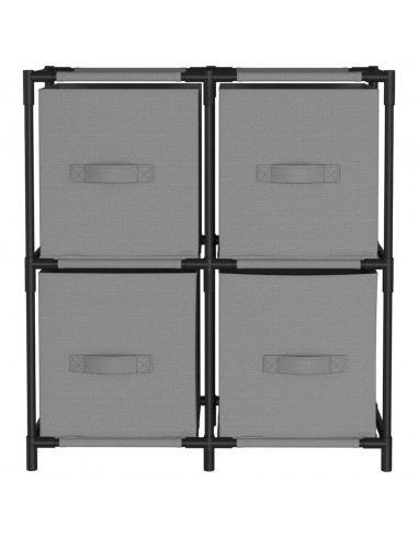 Armadietto con 4 Cesti in Tessuto Grigio 63x30x71 cm Acciaio