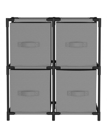 Armadietto con 4 Cesti in Tessuto Grigio 63x30x71 cm Acciaio