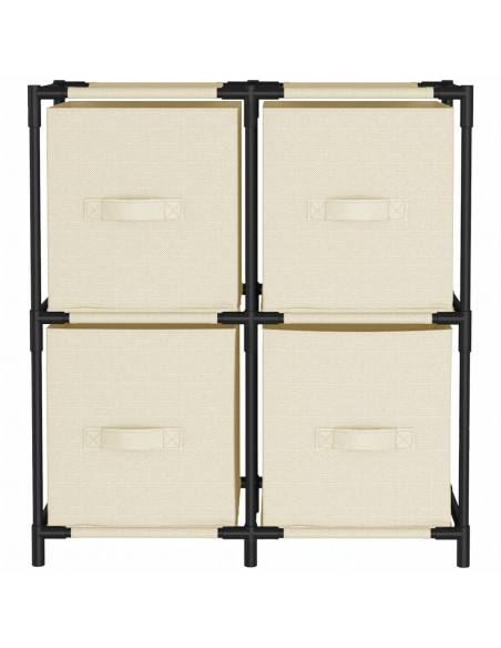 Armadietto con 4 Cesti in Tessuto Crema 63x30x71 cm Acciaio