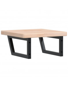 Ripiano a Parete per Lavabo in Acciaio e Massello di Rovere