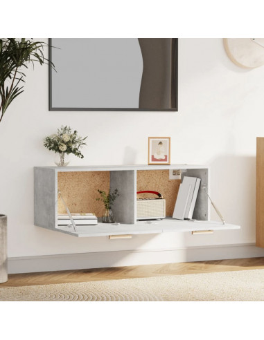 Mobile Pensile Grigio Cemento 100x36,5x35 cm Legno Multistrato