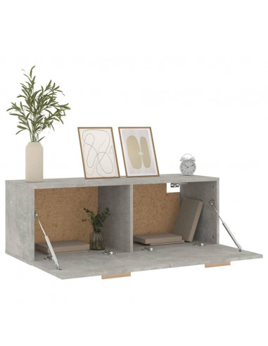 Mobile Pensile Grigio Cemento 100x36,5x35 cm Legno Multistrato