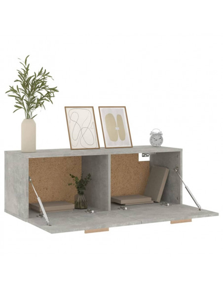 Mobile Pensile Grigio Cemento 100x36,5x35 cm Legno Multistrato