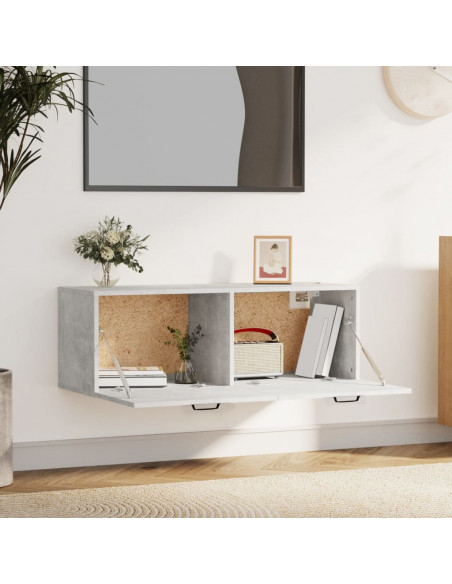 Mobile Pensile Grigio Cemento 100x36,5x35 cm Legno Multistrato