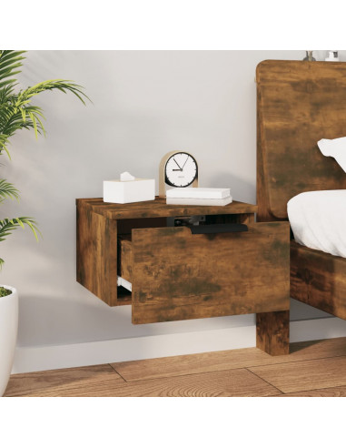 Comodini a Muro 2 pz Rovere Fumo 34x30x20 cm