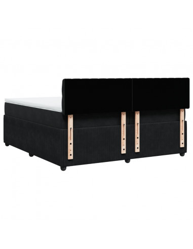 Giroletto a Molle con Materasso Nero 200x200 cm in Velluto