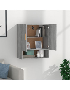 Armadietto a Muro Grigio Sonoma 60x31x70cm in Legno Multistrato 2