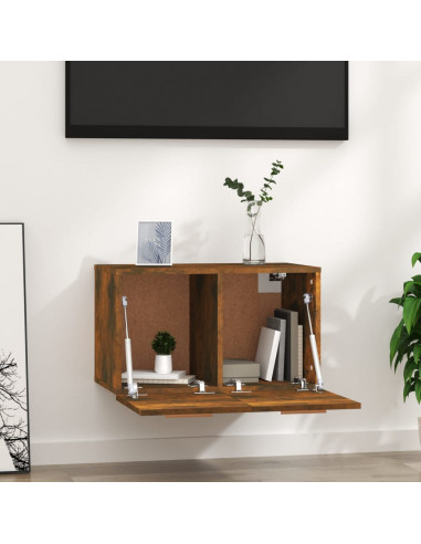 Mobile a Parete Rovere Fumo 60x36,5x35 cm in Legno Multistrato