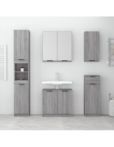 Mobile Bagno Grigio Sonoma 64,5x33,5x59 cm in Legno Multistrato