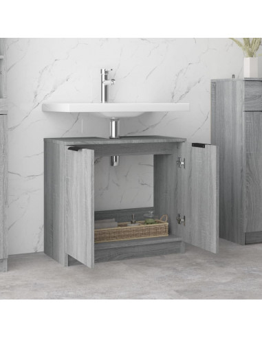 Mobile Bagno Grigio Sonoma 64,5x33,5x59 cm in Legno Multistrato