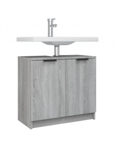 Mobile Bagno Grigio Sonoma 64,5x33,5x59 cm in Legno Multistrato
