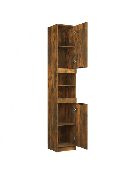 Armadietto Bagno Rovere Fumo 32x34x188,5cm in Legno Multistrato