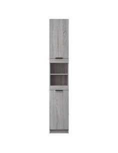 Armadietto Bagno Grigio Sonoma 32x34x188,5 cm Legno Multistrato 2