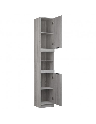 Armadietto Bagno Grigio Sonoma 32x34x188,5 cm Legno Multistrato