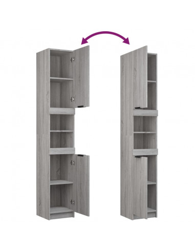 Armadietto Bagno Grigio Sonoma 32x34x188,5 cm Legno Multistrato