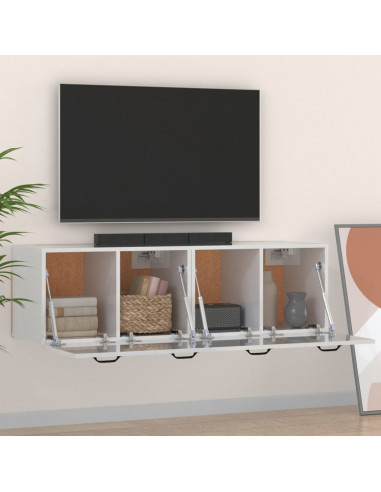 Mobili Parete 2 pz Bianco Lucido 80x36,5x35cm Legno Multistrato