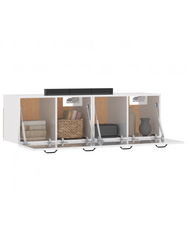 Mobili Parete 2 pz Bianco Lucido 80x36,5x35cm Legno Multistrato