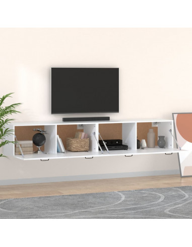 Mobili Parete 2 pz Bianco 100x36,5x35 cm in Legno Multistrato