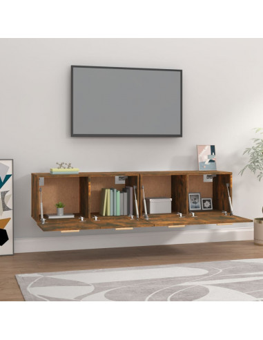 Mobili Parete 2 pz Rovere Fumo 80x35x36,5 cm Legno Multistrato