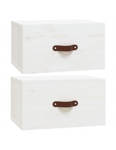 Comodini a Muro 2 pz Bianchi 40x29,5x22 cm 2