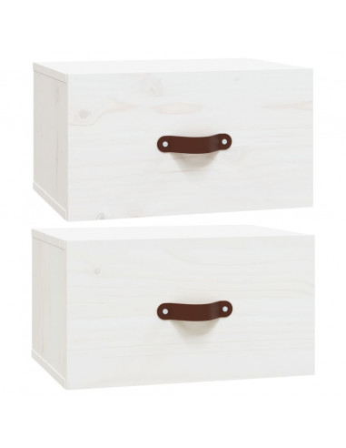 Comodini a Muro 2 pz Bianchi 40x29,5x22 cm