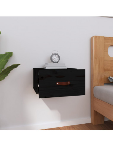 Comodino a Muro Nero 40x29,5x22 cm