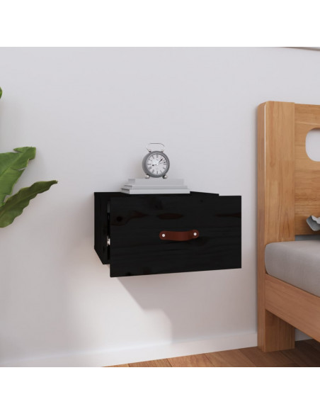 Comodino a Muro Nero 40x29,5x22 cm