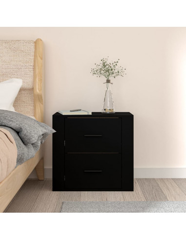 Comodino a Muro Nero 50x36x47 cm