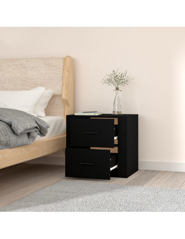 Comodino a Muro Nero 50x36x47 cm