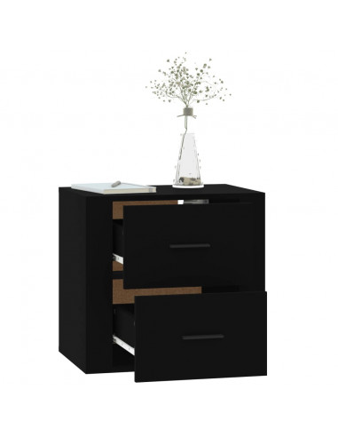 Comodino a Muro Nero 50x36x47 cm