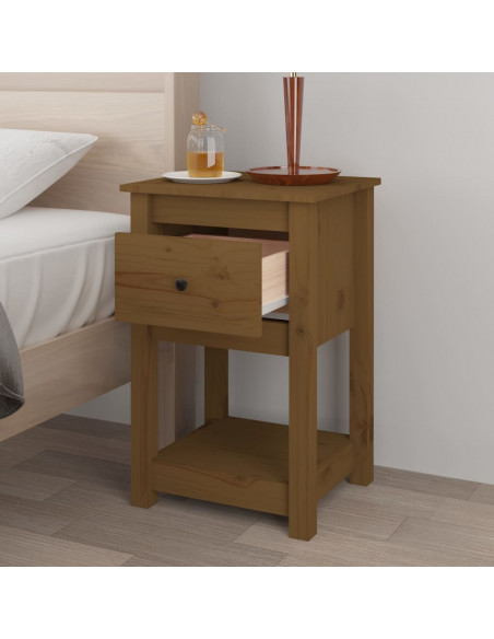 Comodino Miele 40x35x61,5 cm in Legno Massello di Pino