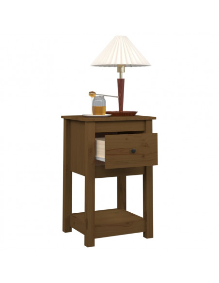 Comodino Miele 40x35x61,5 cm in Legno Massello di Pino