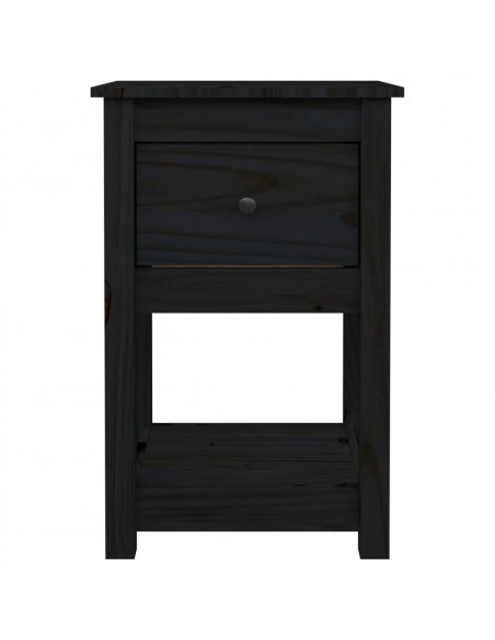 Comodini 2 pz Nera 40x35x61,5 cm in Legno Massello di Pino
