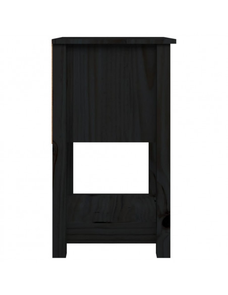 Comodini 2 pz Nera 40x35x61,5 cm in Legno Massello di Pino